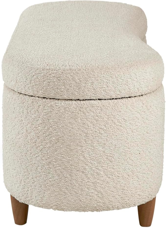 Bailey Boucle-Style Curved Storage Accent Bench