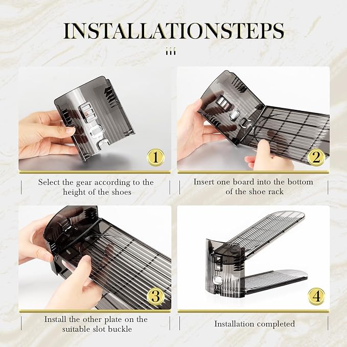 Shoe Slots Organizer 12 Pack - Shoe Stacker,3 Levels Adjustable,Space Savers 50%,Double Layer Holders for Closet (Black),Organizador de Zapatos