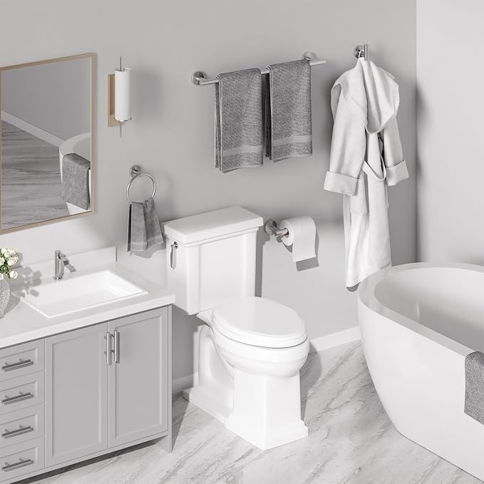USHOWER 4PCS Brushed Nickel Bathroom Accessories Set, 24-Inch Towel Bar Set | Durable SUS304 Stainless Steel Bathroom Hardware Set, Towel Racks for Bathroom Wall Mounted, Modern Home Decor
