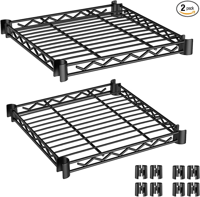 VIPEK 2Pack Wire Shelf for Clothes Rack, 15.7" x 15.7", Black | Wire Shelf Only Suitable for V2, V6, V6 Plus, V6X, V50, X2, X3, X5, X20, X30 Clothes Rack Quick Installation
