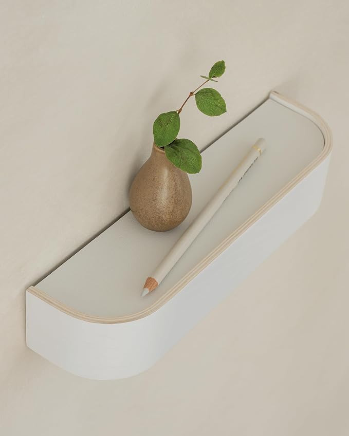 Kazai. Key Holder 'Toke' | Minimalist Key Hook Design from Berlin | Modern Key Holder Wall Mount with Wooden Shelf | Key Rack for Wall as Entryway Organizer | White