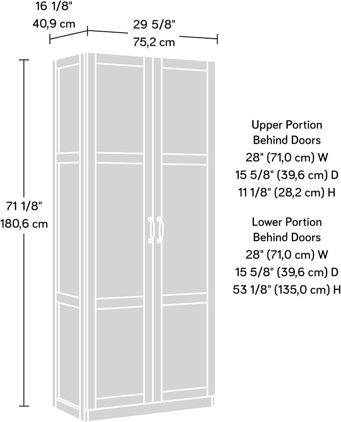 Sauder Select 71" Storage Cabinet, Pantry Cabinet Kitchen Storage with Adjustable Shelves, Bathroom Storage Cabinet, in Silver Sycamore