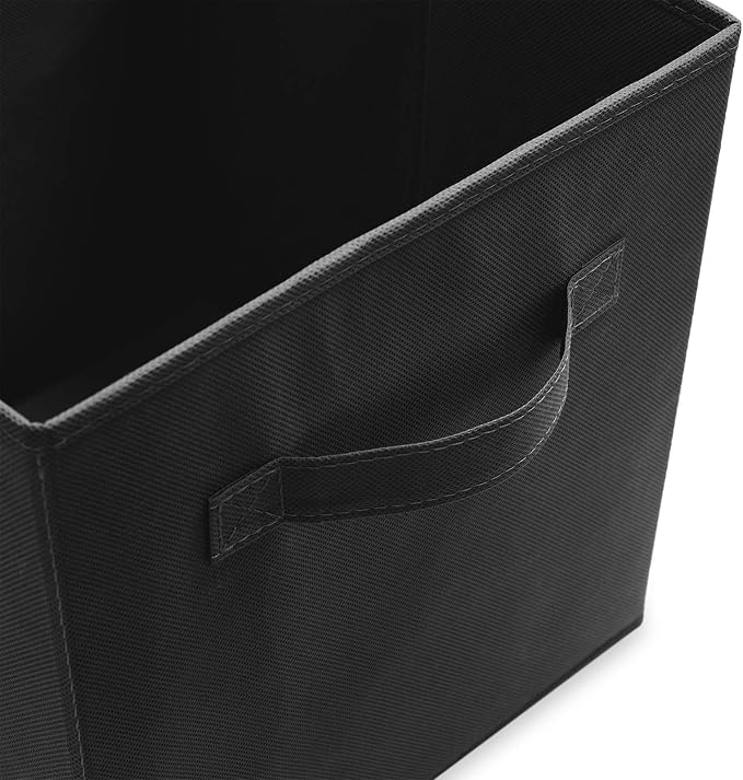 Casafield Set of 6 Collapsible Fabric Cube Storage Bins, Black - 11" Foldable Cloth Baskets for Shelves, Cubby Organizers & More