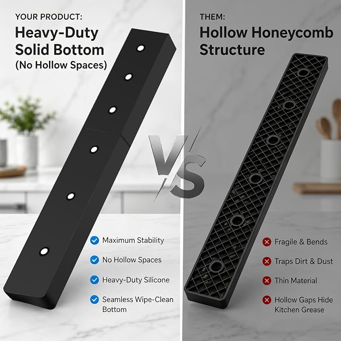 30" Magnetic Stove Top Shelf, Silicone Over the Stove Spice Rack Organizer | Heat Resistant Silicone, Anti-Rattle No-Scratch Range Shelf, 3 Functional Partitions Kitchen Storage for Spices