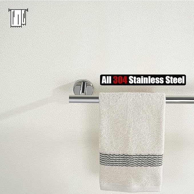 JQK Chrome Towel Bar, 20.5 Inch 304 Stainless Steel Thicken 0.8mm Towel Rack Bathroom, Towel Holder Polished Finished Wall Mount, Useable Length 18 Inch 2 Pack, TB110L18-CH-P2