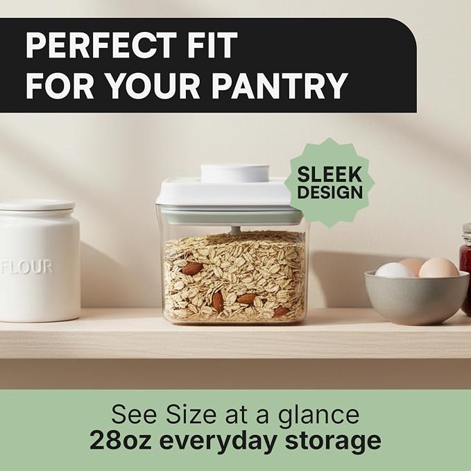 Bop Top Airtight Food Storage Containers | Pop-Top Lid | 3.5 Cups / 28 Oz | kitchen canister set, for flour, sugar, snacks, pasta, baking