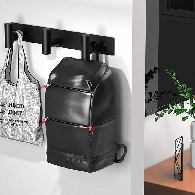 Coat Rack Wall Mounted-3 Hooks,Heavy Duty Stainless Steel Wall Hooks for Towel Coat Bag, Hat Rack Coat Hanger Coat Hooks Towel Racks for Bathroom Entryway Kitchen Hotel Office (Black, 2 Packs)