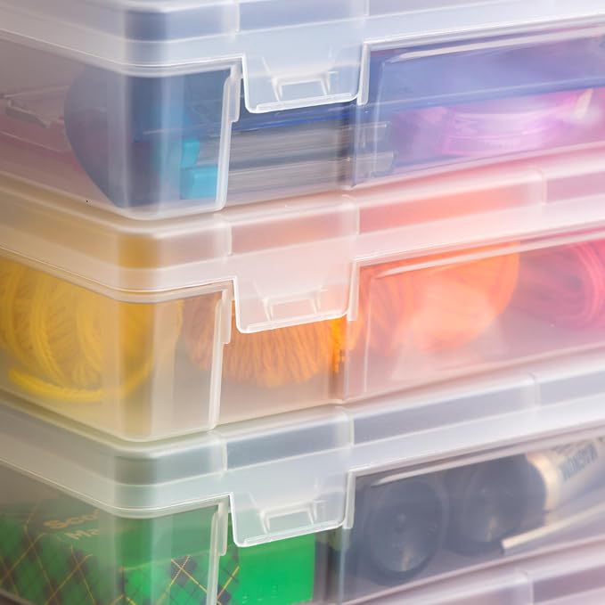IRIS USA Clear Cases |Made in USA| Plastic Box Organizers (6-Pack)- Large | Bead Storage Organizing Containers with Snap Lid for Arts, Crafts, Ephemera, Stickers, & Dance Cheer