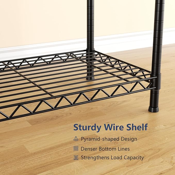Heavy Duty Closet Garment Rack, Metal Clothes Racks Wardrobe with Shelf | 6 Tiers Adjustable Metal Freestanding Expandable Clothing Storage with 4 Hanger Rods, 71.4"H x (70"-88.2") L x 14"D, Black