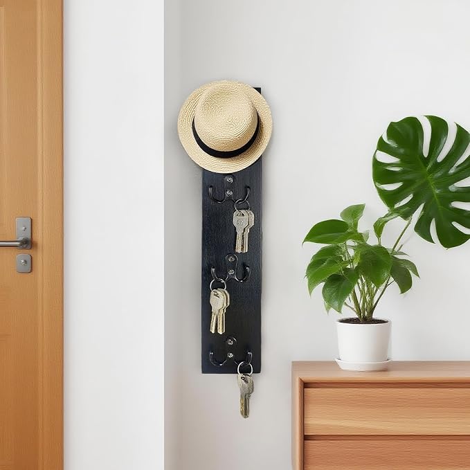 Yohsnor Vertical Key Holder for Wall,Space-Saving Hook Rack for Key,Wallet | Durable Wooden Wall Mount Key Rack,Stylish Home Decor for Entryway,Ideal for Small Spaces & Versatile Storage Solutions