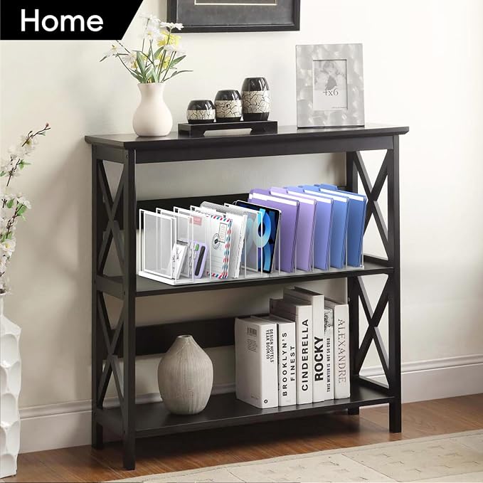File Organizer for Desk, 11-Section Vertical File Sorter, Paper Holder Organizer Standing Metal File Folder for Office Home Classroom, White