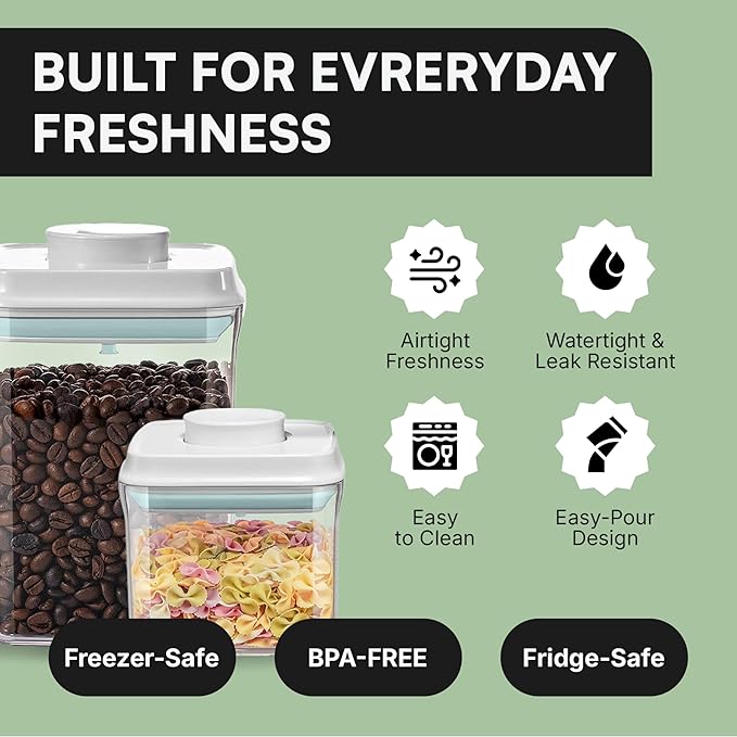 Bop Top Airtight Food Storage Containers | Pop-Top Lid | 8 Cups / 67 Oz | kitchen canister set, for flour, sugar, snacks, pasta, baking