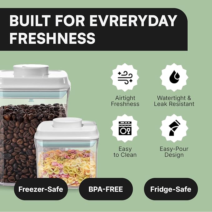Bop Top Airtight Food Storage Containers | Pop-Top Lid | 3.5 Cups / 28 Oz | kitchen canister set, for flour, sugar, snacks, pasta, baking