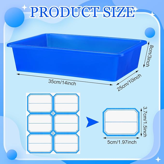 24 Pack Classroom Cubby Storage Bins Plastic Stackable Storage Bins with Labels Cubby Organizer Containers for Classroom School Toy Book Organization(14 x 10 x 3 Inch,Colorful)
