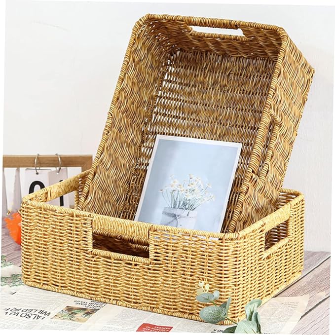 Alipis Material Woven Storage Basket Decorative Desktop Basket for Sundries Boho Style
