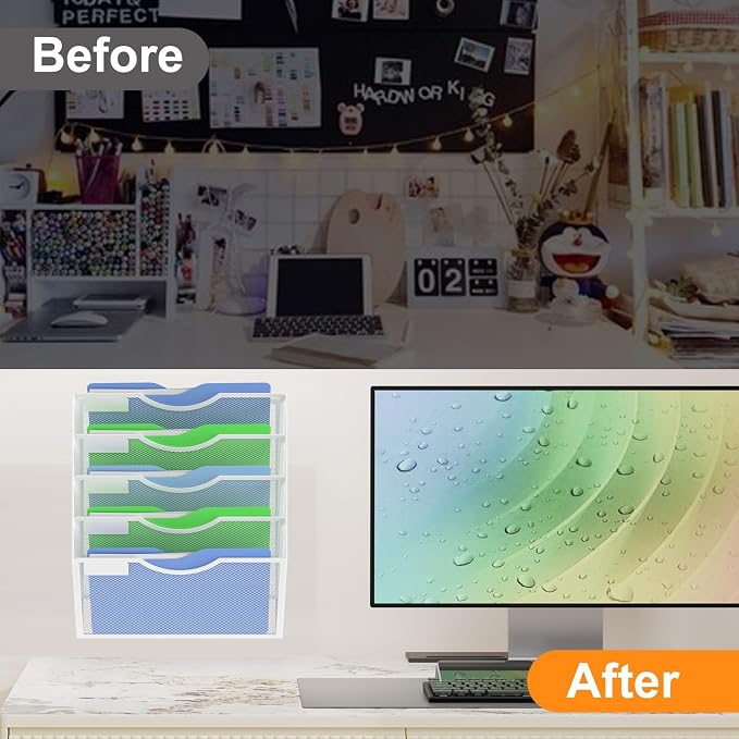 Kuntine.B Wall File Organizer Office Hanging Magazine Holder Wall File Organizer for Office Home