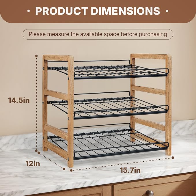 DGWJSU Can Organizer for Pantry 3-Tier, Holds up to 36 Cans Storage | Cans Holders for Pantry, Cabinet, Countertop, Carbonized Brown