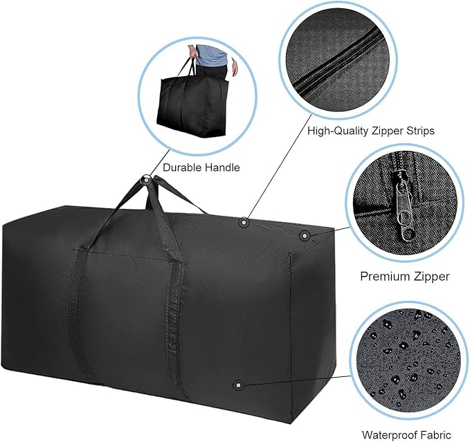 Extra Large Moving Bags with Strong Zippers & Carrying Handles, Storage Bags Storage Totes for Clothes, Moving Supplies, Space Saving Oversized Storage Bag Organizer for Moving, Traveling (2 Pack)