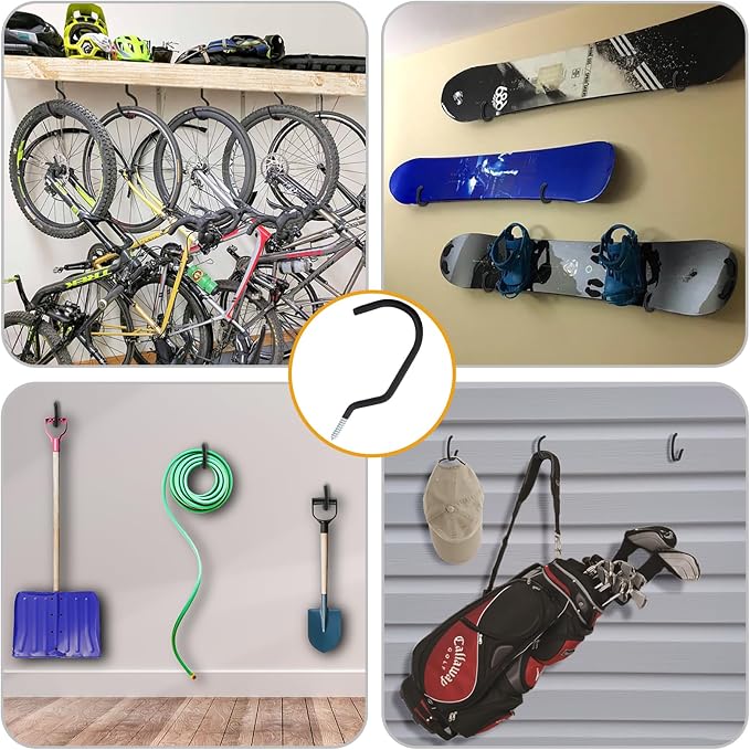 9 in Mountain Bike Hooks for Garage Ceiling, Heavy Duty Bicycle Hangers for Hanging, Large Screw Hooks for Garage Ceiling Wall, No Drill Ceiling Hooks for Hanging Outdoor String Lights Plants