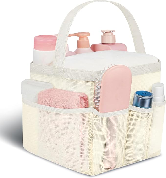 Mesh Shower Caddy Portable - 9 Pockets for College Dorm Room Essential | Large Capacity Mesh Shower Caddy with 9 Pockets, Portable Hanging Toiletry Bag for College Dorm, Gym, Camping and Beach