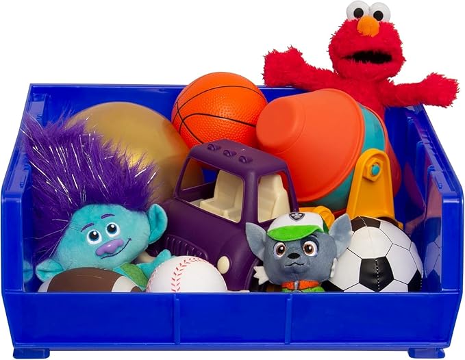 Akro-Mils 30250 AkroBins Plastic Storage Bins, 15"x16"x7", Blue, 6-Pack | Space-Saving Stackable Bins for Garage, Pantry, Craft Organization