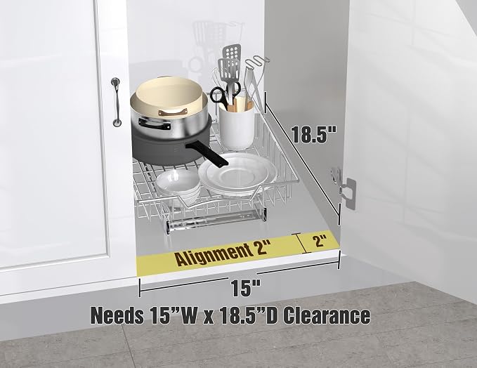 Simple Houseware Under Cabinet Pull Out Sliding Shelf Drawer, 17Dx13W | for Kitchen Organizer