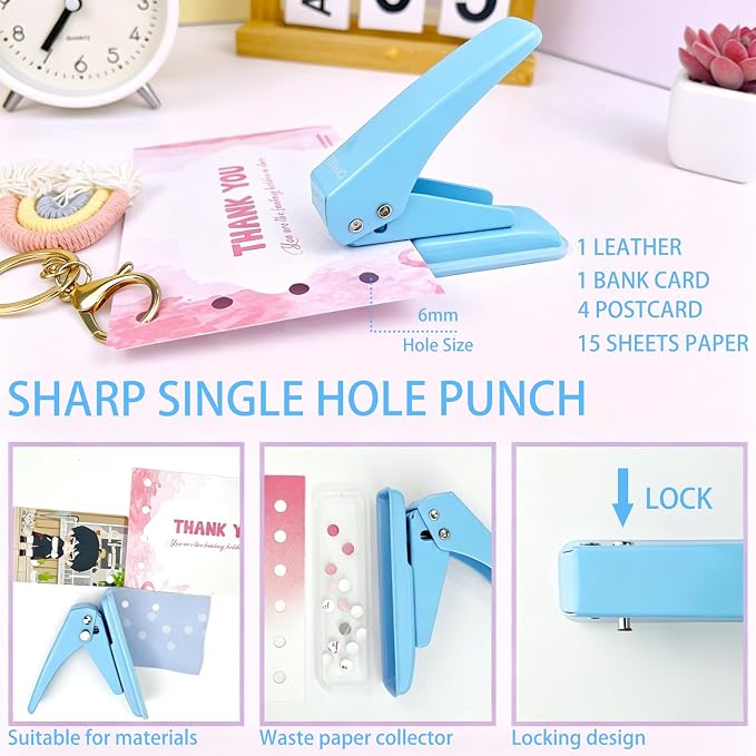 JIZHIYUAN Blue Desk Accessories Set - 16 Pcs Blue Office Supplies with Stapler, Tape Dispenser, Pen Holder, Staple Remover, Hole Punch, Practical Aesthetics Desk Sets for Office, Home, School Women