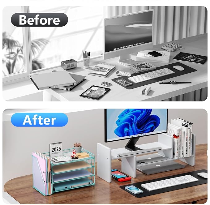 gianotter 4-Tier Paper Organizer With Magazine Holder, Desk Organizers and Accessories, Desk Accessories & Workspace Organizers, File Organizer for Office Supplies Storag (Blue, 4-Tier)