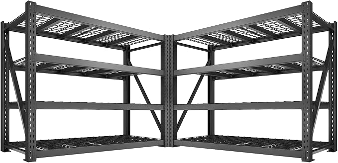 Bepatio 8000LBS Garage Shelving Heavy Duty, 77" Ultra Wide Storage Shelves 4 Tier Industrial Metal Shelving for Storage, Adjustable Shelves For Garage,Shop,Basement, Warehouse,77" W*24" D*72”H, 2 Pack