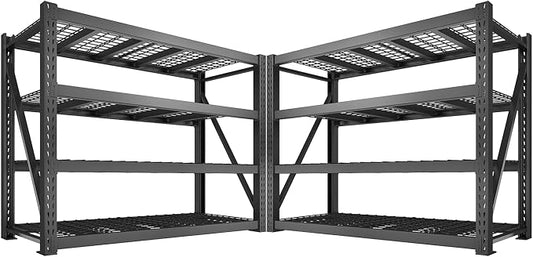 Bepatio 8000LBS Garage Shelving Heavy Duty, 77" Ultra Wide Storage Shelves 4 Tier Industrial Metal Shelving for Storage, Adjustable Shelves For Garage,Shop,Basement, Warehouse,77" W*24" D*72”H, 2 Pack