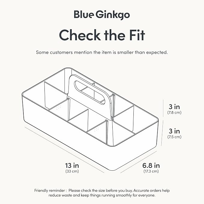 BLUE GINKGO Stackable Organizer Caddy, Long, White, Made in Korea | Portable. Adjustable. Home, Office & School Storage.