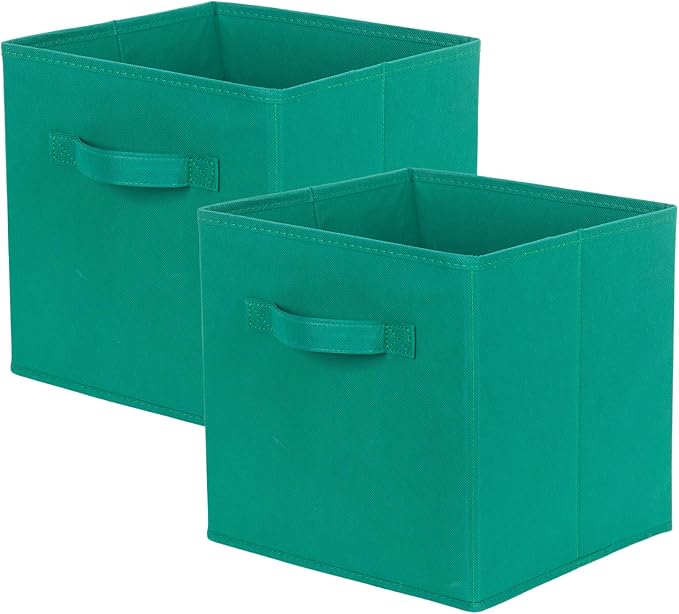 ShellKingdom Storage Bins, Foldable Fabric Storage Cubes And Cloth Storage | Storage Organizer For Closet And Toys, 10.5x10.5x11 INCH, 2 Pack (Forest Green)