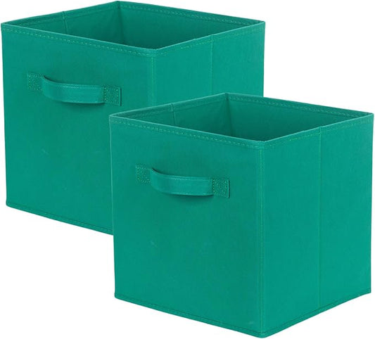 ShellKingdom Storage Bins, Foldable Fabric Storage Cubes And Cloth Storage | Storage Organizer For Closet And Toys, 10.5x10.5x11 INCH, 2 Pack (Forest Green)