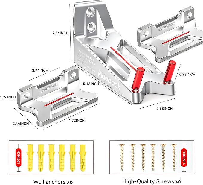 Bike Wall Mount for Garage, Pedal Hook with 2 Wheel Trays