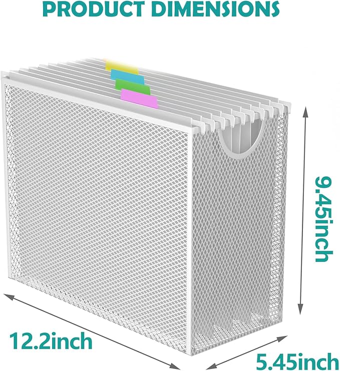 Sinboun Hanging File Organizer Includes 5 Hanging Folders for Office, White