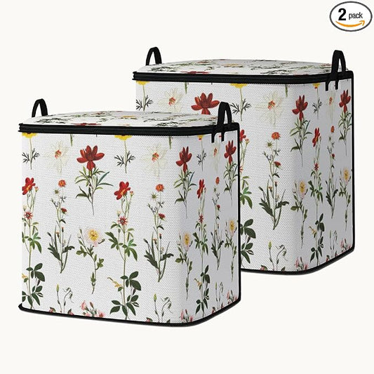 2pcs blanket storage bag for under bed,closet organizers 95L | clothing sweater sheet bedding comforter duvet quilt pillow toy storage bags with lids,dorm room essentials for containers