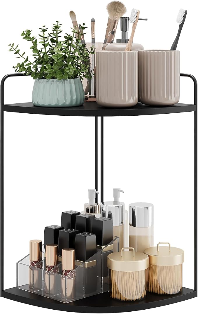 Bathroom Counter Organizer, Vanity & Makeup Countertop Organizer | Corner Bathroom Counter Organizer, Bathroom Sink Organizer, Bathroom Counter Shelf, Countertop Organizer, Corner Desk Shelf
