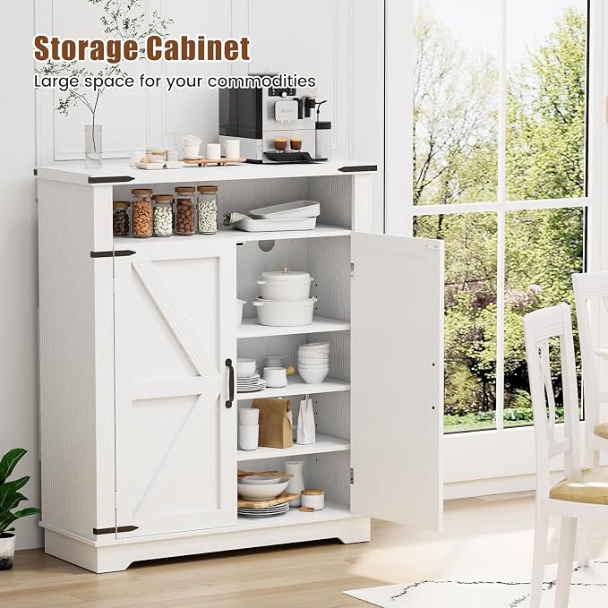 ALLSTAND 6-Tier Shoe Cabinet with Doors, Entryway Shoe Rack Shoe Storage Cabinet with Adjustable Shelves & Anti-tip Fitting, Farmhouse Shoe Cabinet Storage for Entryway, Living Room, Closet
