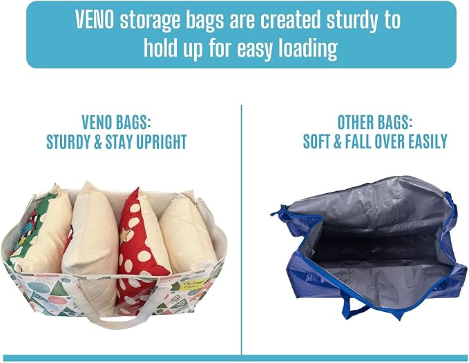 VENO 6 Pack Moving Bags, Large Christmas Storage Bins with lids, Packing Supplies for College, Alternative to Moving Boxes, Foldable, Heavy-Duty Tote, Christmas Pattern (Pastel Forest, 6 Pack)