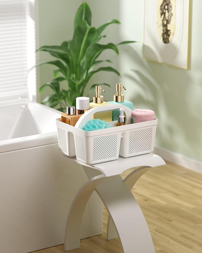 4 Pack Portable Shower Caddy Basket with Handle, Plastic Cleaning Caddy Organizer for Bathroom, College Dorm, Kitchen & Laundry Room, Divided Storage Tote for Toiletries and Cleaning Supplie