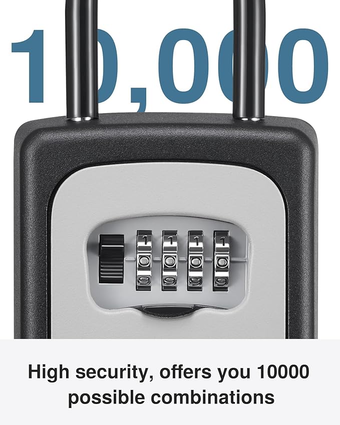 Puroma Key Lock Box Large with Code Lockbox Outdoor Wall Mount Safe 1 Gray | Resettable Combination, For Guest Realtor & House Outside, High-capacity, Hold 5 Keys, Portable, Doorknob, Weatherproof