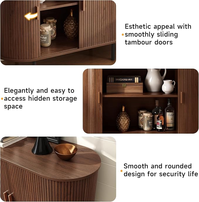40" Sideboard Buffet Cabinet with Storage, Storage Cabinet with Sliding Door & Adjustable Shelf, Modern Accent Coffee Bar Console Table for Kitchen, Entryway, Walnut
