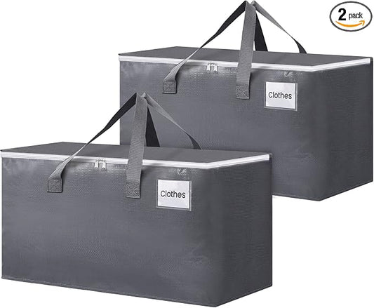 BlissTotes Large Moving Bags, Storage Bags, 76L-2 Pack | Moving Bags with Zipper, Handles Moving Supplies with lids, Heavy Duty Totes for Storage Bags, Space Saving, Moving Totes
