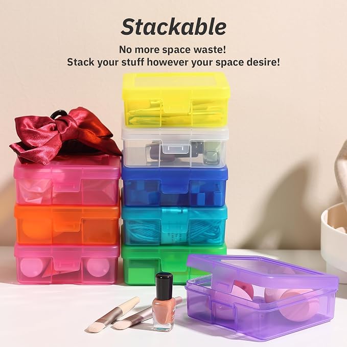 novelinks Plastic Small Storage Containers with Lids for Organizing | 18 Pack, Small Color, Task Boxes for Special Education, Board Game Storage Containers, Balloon Storage Organizer, Mini Box