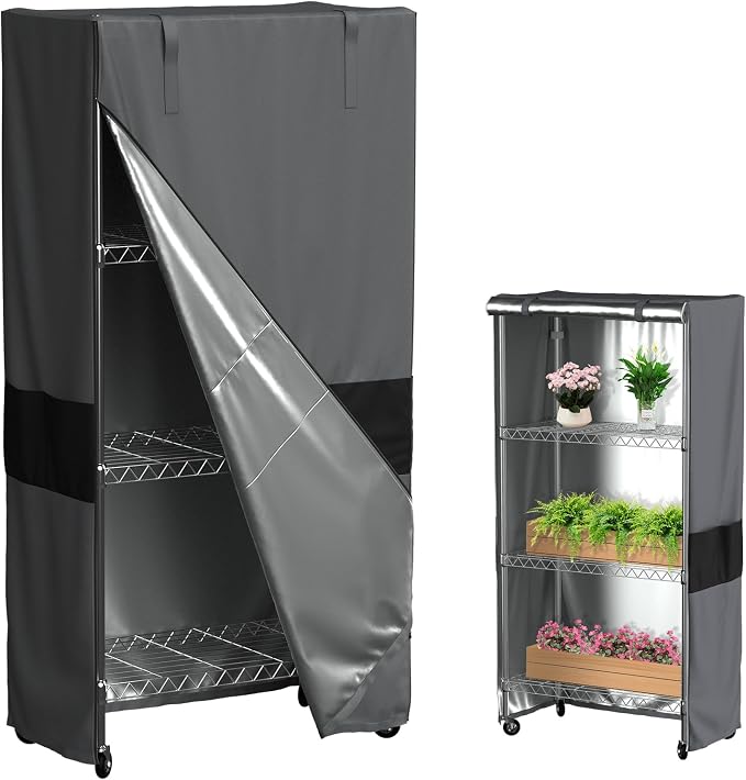 Wire Shelf Cover 36" W x 18" D x 54" H, 600D Zippered Storage Rack Cover | Turn open wire shelving into clean enclosed storage with a durable 600D cover and front zipper for easy daily access
