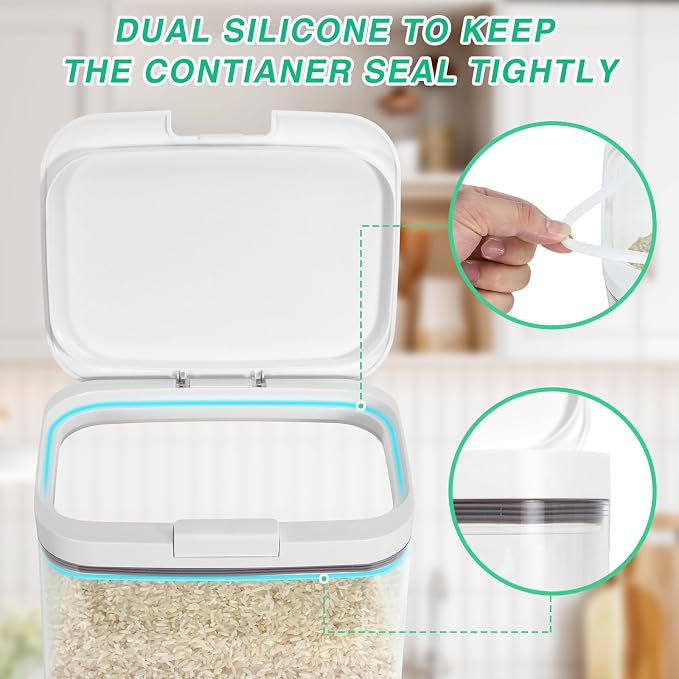 4.75 Qt Rice Flour Container Dog Food Storage Holder with Flip-up Lid Scoop | Airtight Dry Food Containers Pet Cat Food Bin Laundry Room Organization Household Essentials Kitchen Pantry Organizers
