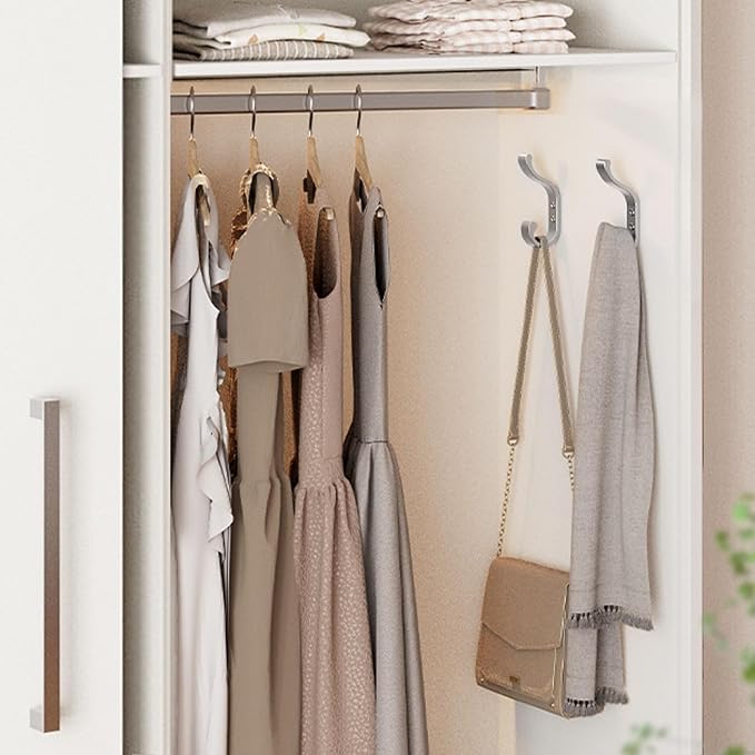 bussdis 6-Pack Heavy Duty Wall Hooks - Hold 30LB for Backpacks, Towels, Coats, Keys, Clothes - Silver Wall Mounted Hooks for Bathroom, Closet, Door, Mudroom