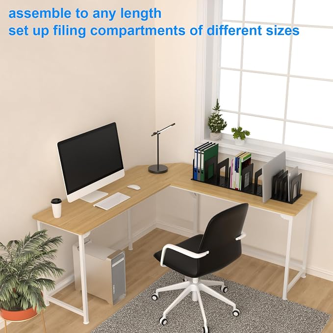 Adjustable File Sorter Accessories 6 Pieces Upright Plates, Expandable File Folder Holder Accessory, Desktop Binder Organizer, School Office File Organizer, Purple
