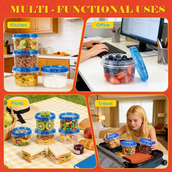 10 Pack 17oz Reusable Freezer Storage Containers with Twist Top Lids Airtight, Clear Plastic Food Storage Meal Prep Containers for Leftover Lunch Fruit Salad Snack, Small Soup Container Microwave Safe