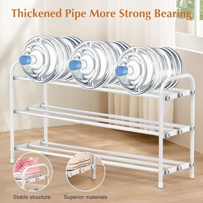 INSMART 3-Tier Expandable Shoe Rack, Stackable and Adjustable Shoes Organizer Storage Shelf, Sturdy and Durable Metal Structure Free Standing Shoe Rack for Closet Entryway Doorway, White